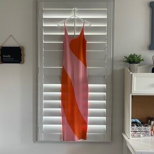 Long pink and orange maxi dress